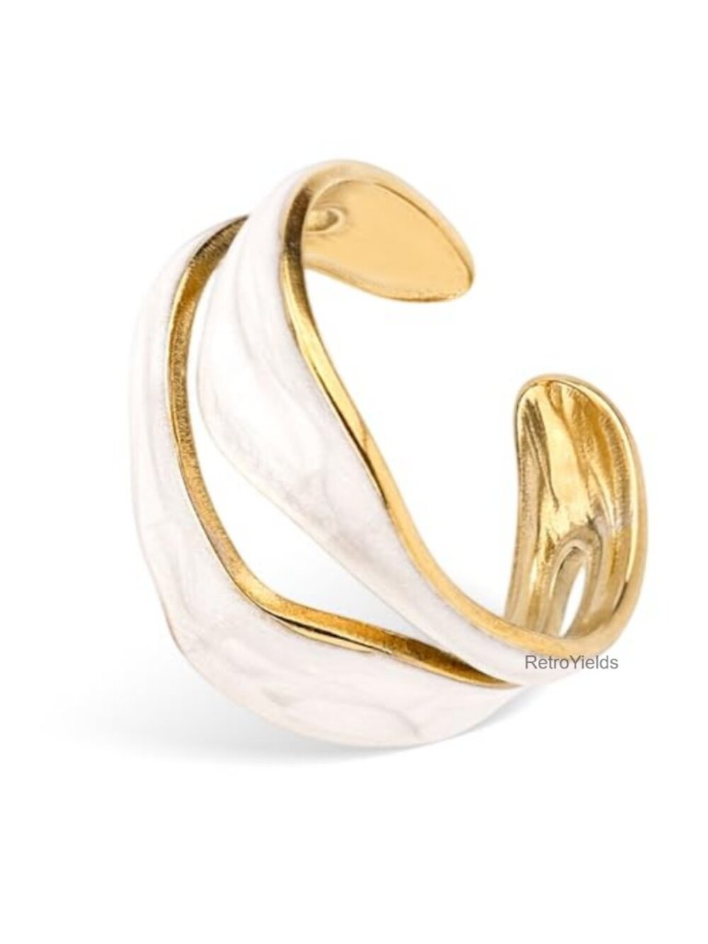Mikovivi Non-Tarnish Stainless Steel Chunky Open Ring Adjustable Stackable